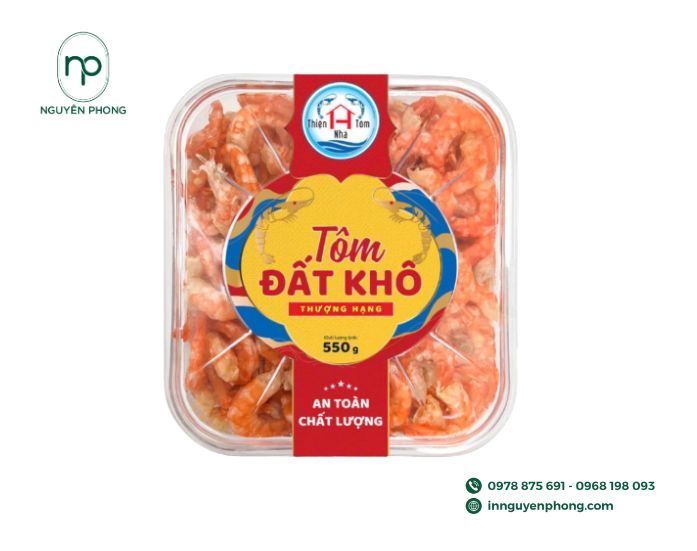 Tem nhãn tôm khô đẹp